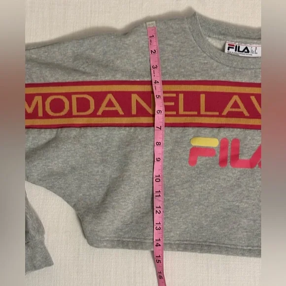 Fila Medium Gray Cropped Sweatshirt with Red Accents - Picture 4 of 6